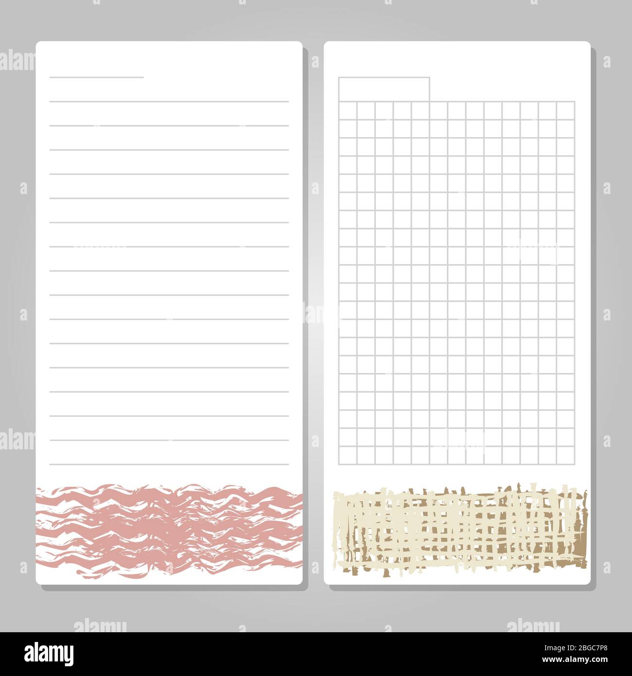 Notebook page templates with grunge decor paper for notes, memos