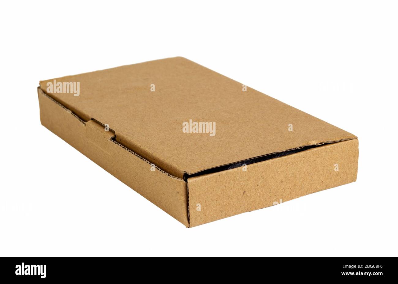 Cardboard box for postal parcel, gift wrapping, storage and moving of things at home, office, store and in the warehouse. Isolated on a white backgrou Stock Photo