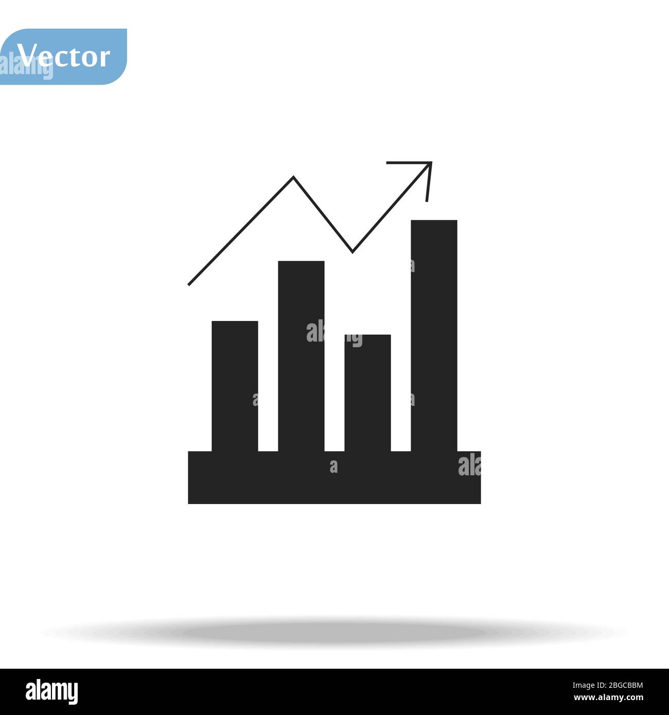 Vector growing graph icon. Graph Icon in trendy flat style isolated on grey background. Stock Vector