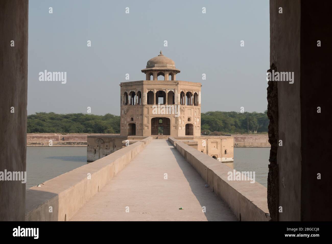 Hiran Minar, a complex near Lahore, Pakistan, which was built in honour of Mughal Emperor Jahangir's beloved antelope named Mansraj Stock Photo