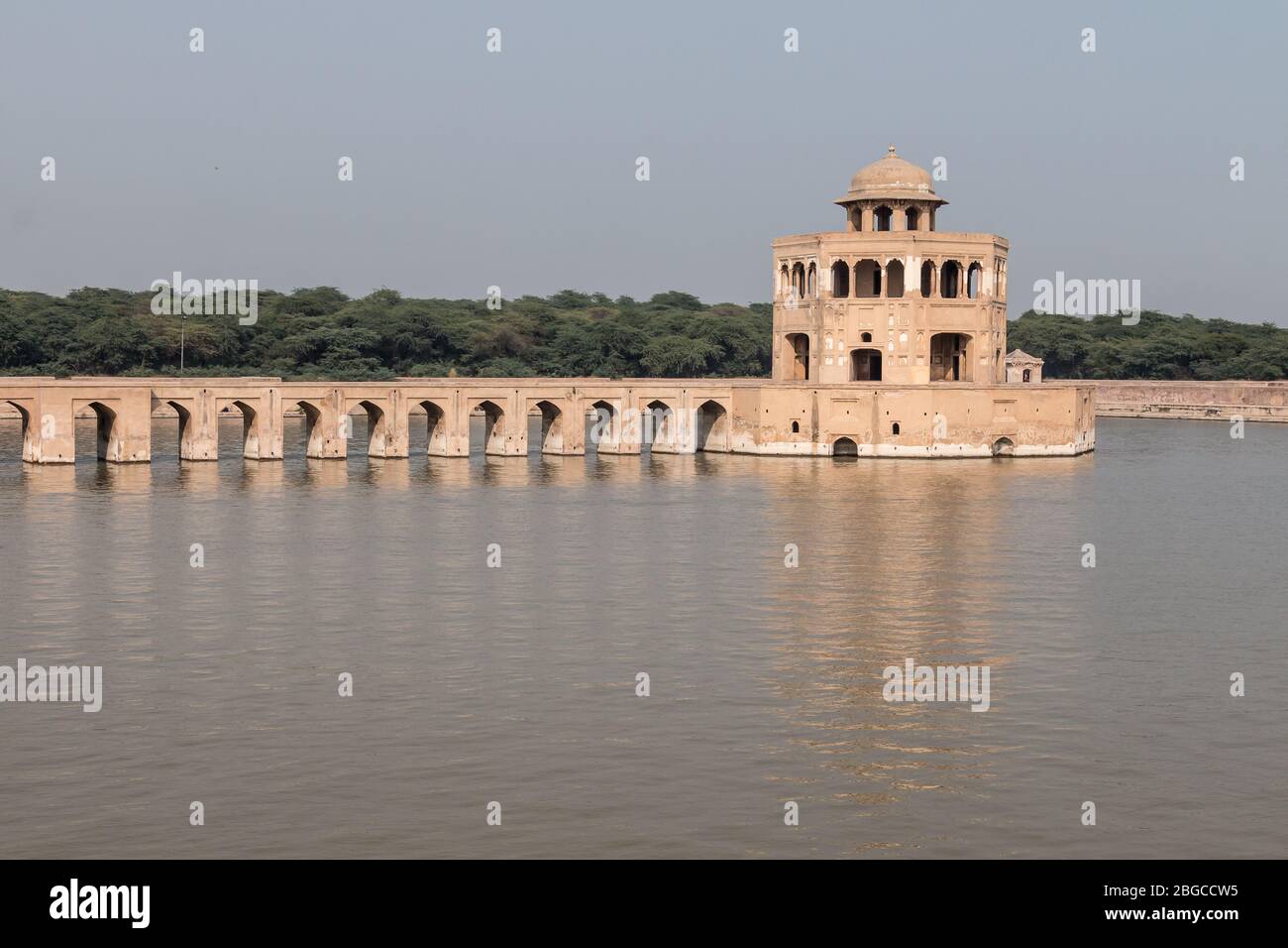 Hiran Minar, a complex near Lahore, Pakistan, which was built in honour of Mughal Emperor Jahangir's beloved antelope named Mansraj Stock Photo