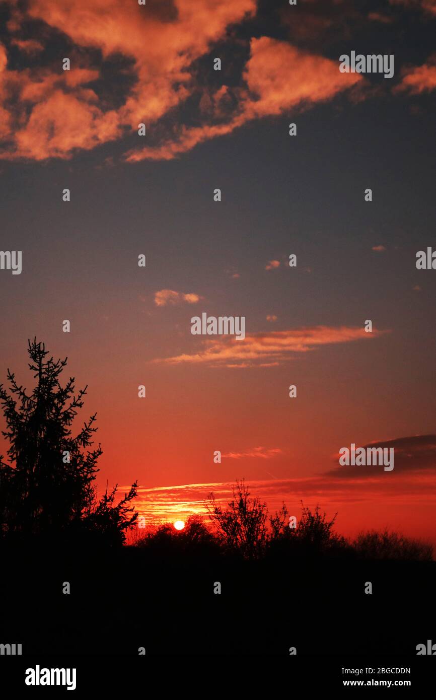 Sunset over Silverstone Village Stock Photo - Alamy