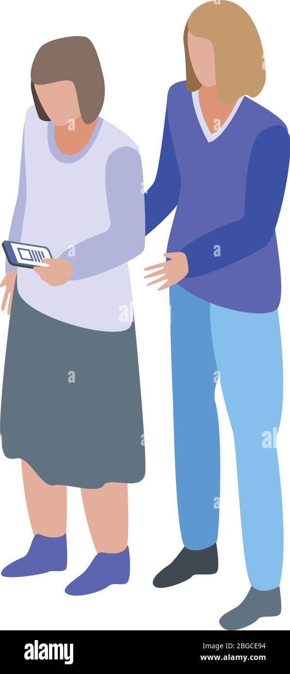 Volunteer care icon, isometric style Stock Vector