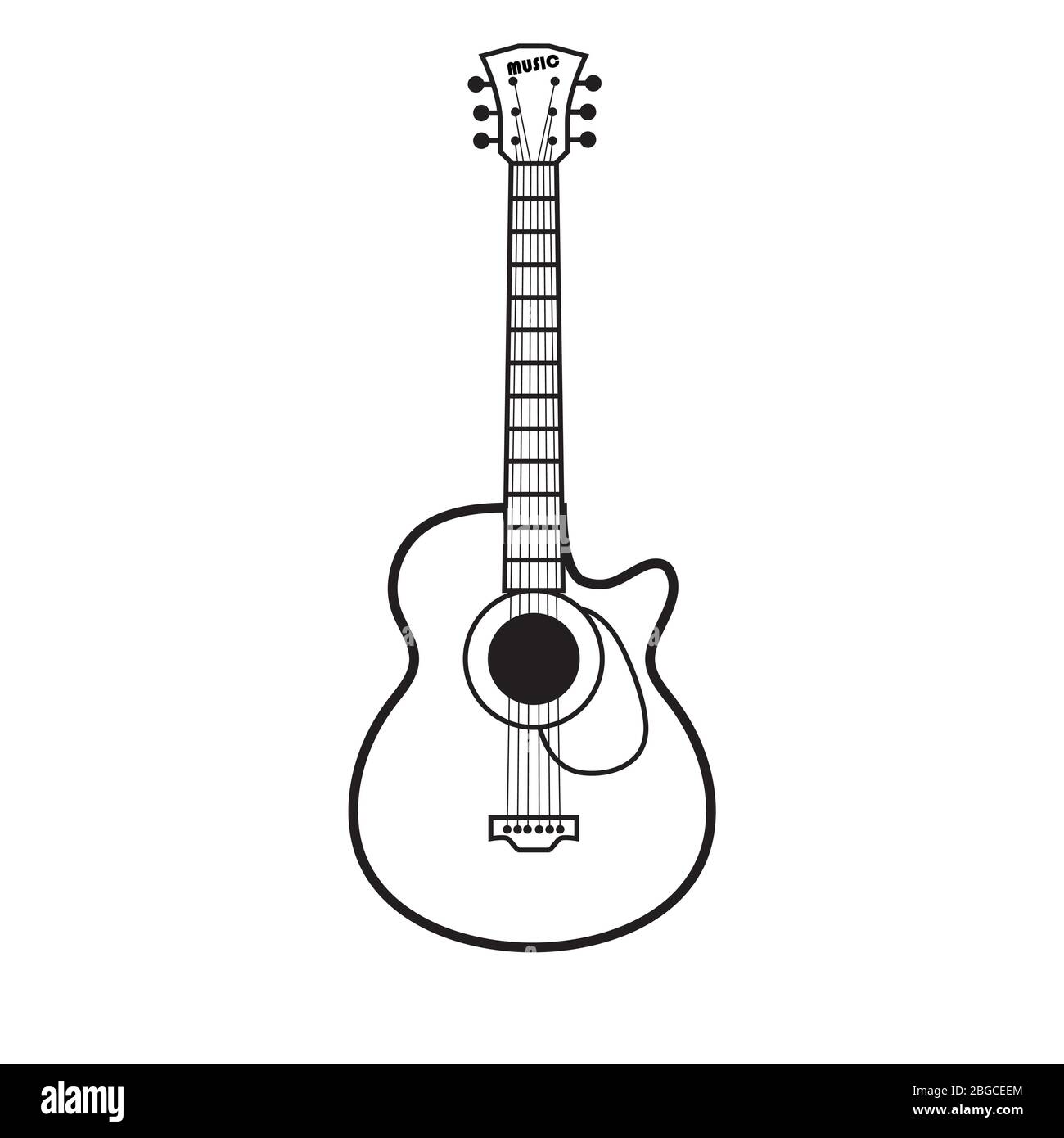 Vector illustration of vintage guitar on white background Stock Vector ...