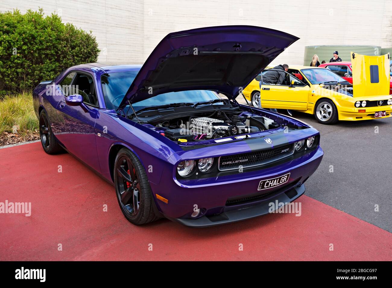 Automobiles /  American made Dodge Challenger SRT displayed at a motor show in Melbourne Victoria Australia. Stock Photo