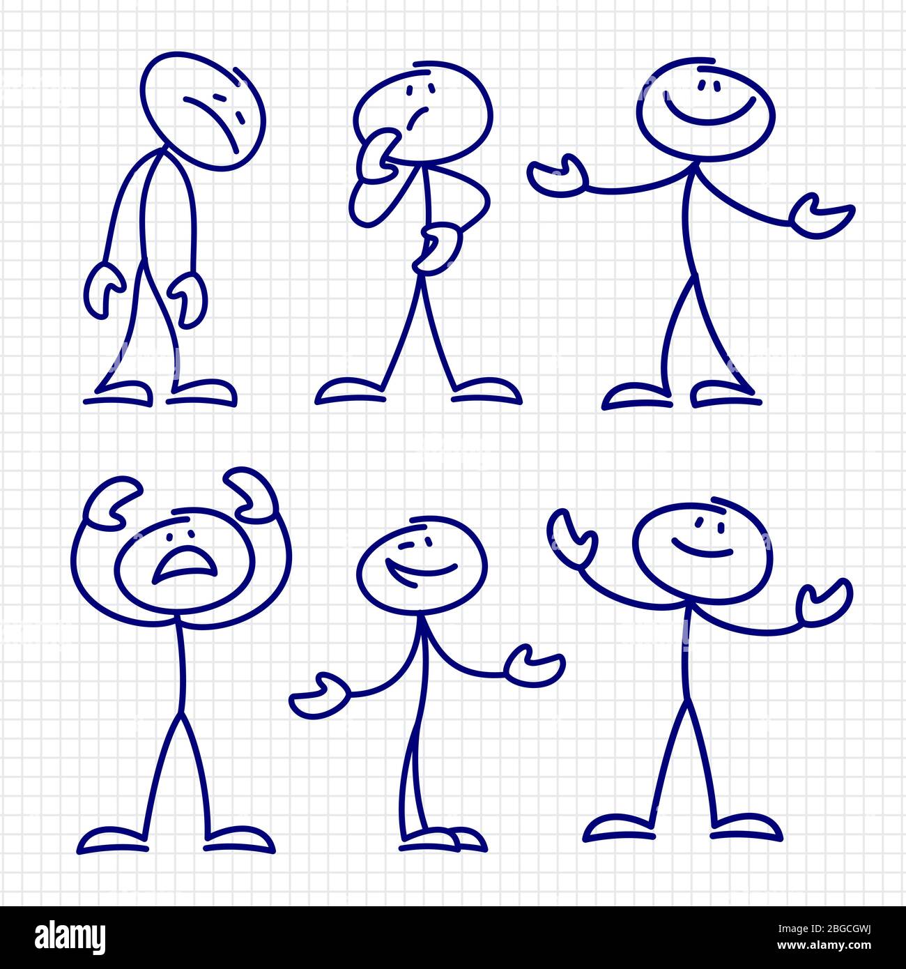 Simple Hand Drawn Stick Figures Set Vector Figure Stick Drawing Sketch