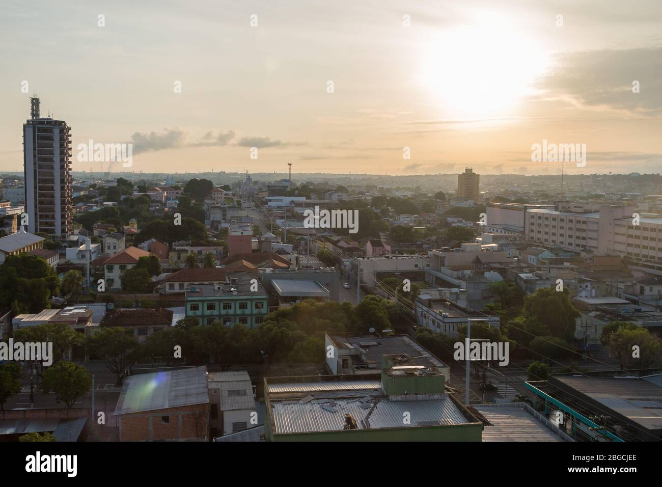 View over the skyline of Manaus, the capital city of the Brazilian state of Amazonas. Stock Photo