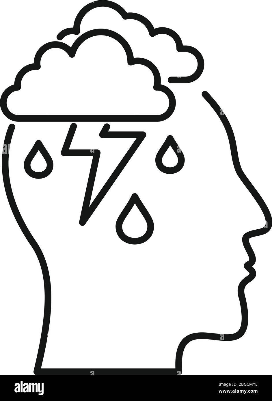 Mind thunderstorm icon. Outline mind thunderstorm vector icon for web ...