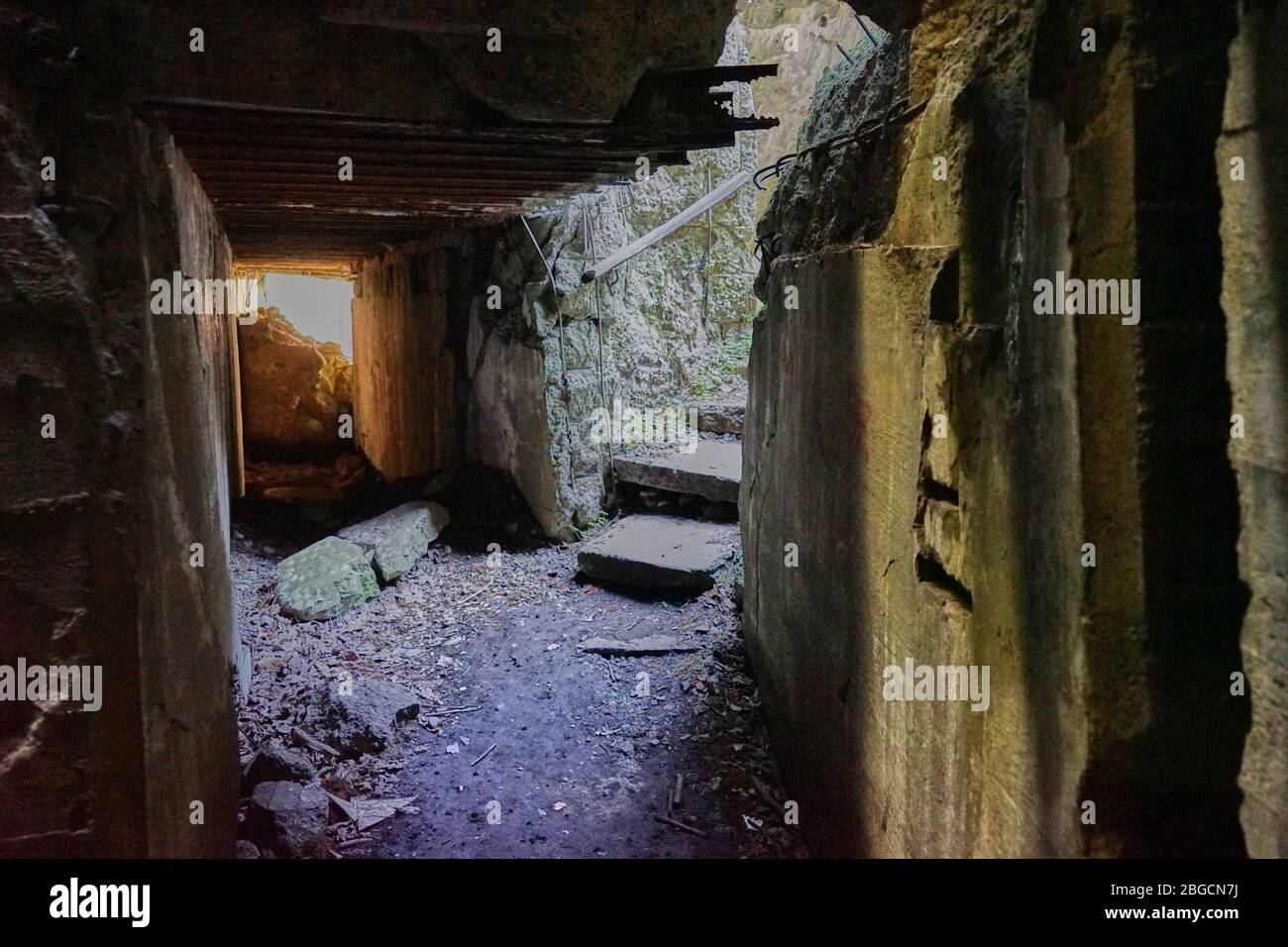 Von der Wehrmacht zerstörter Luftschutzbunker, Wolfsschanze, Masuren, Polen, Europa Stock Photo