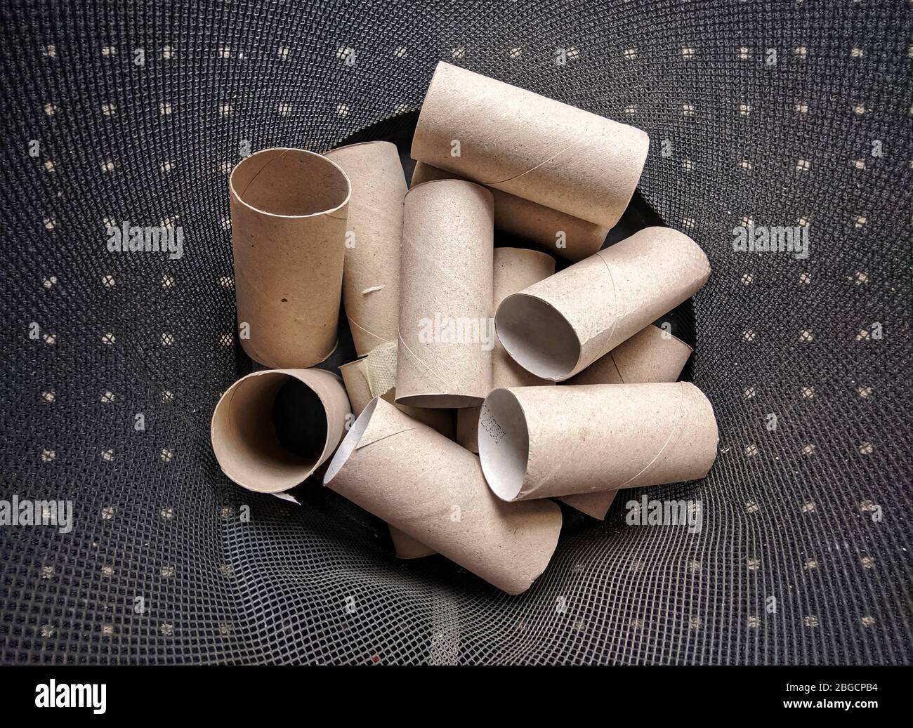 Munich, Bavaria, Germany. 21st Apr, 2020. Discarded toilet paper rolls in a recycling basket during the Coronavirus crisis in Germany where shoppers raided supermarkets and other shops for supplies, such as toilet paper and pasta. These shoppers were called ''hamsters'' in German. Credit: Sachelle Babbar/ZUMA Wire/Alamy Live News Stock Photo