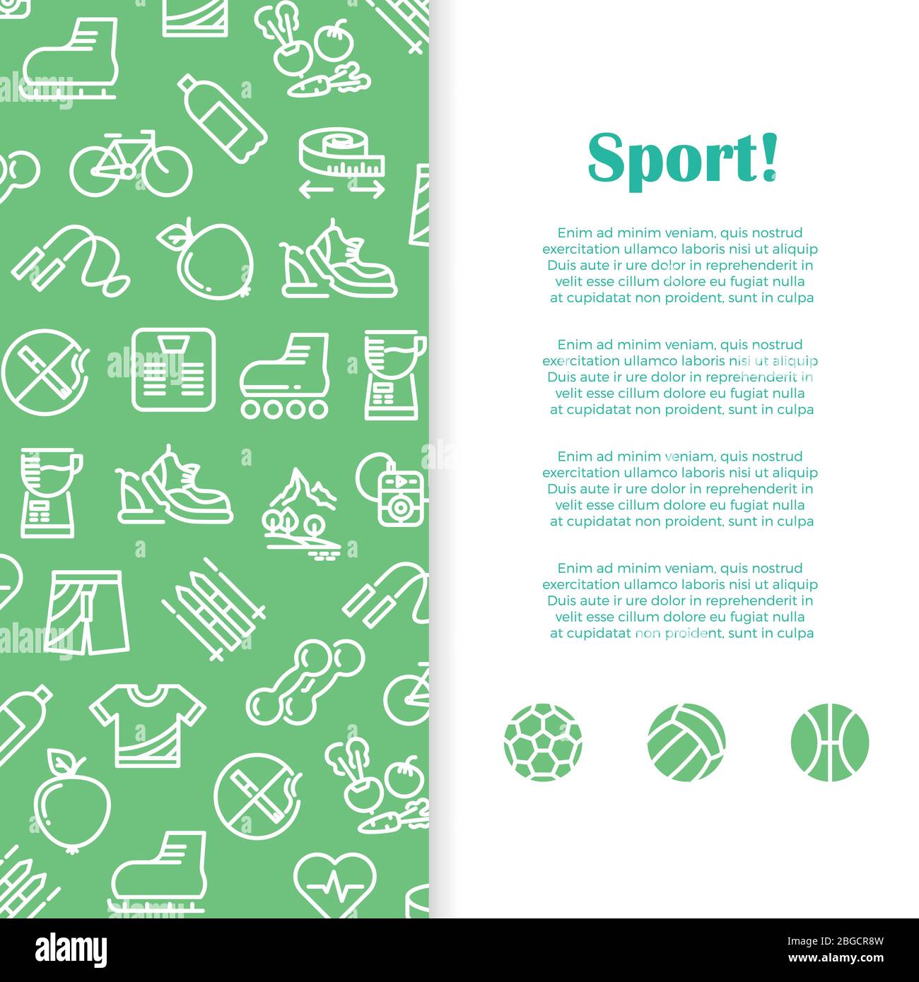 Sports And Fitness Banner Template With Line Icons Sport Banner Training Activity Vector Illustration Stock Vector Image Art Alamy