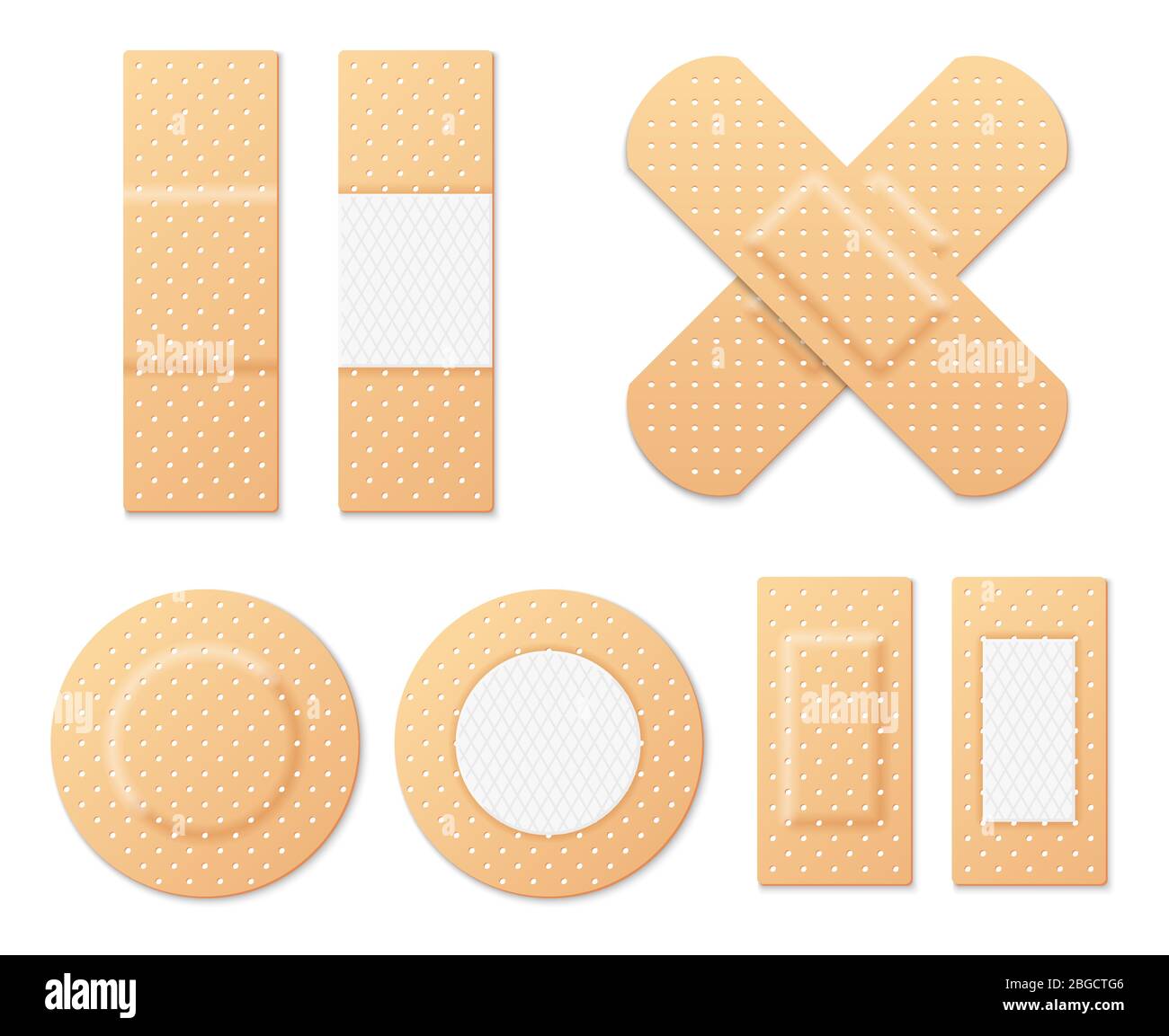 Medical adhesive tape plasters vector set. Illustration of medical tape