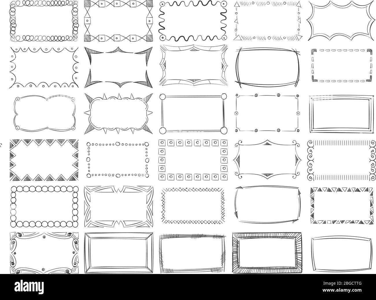 Hand drawn vector line photo frame borders set Stock Vector Image & Art