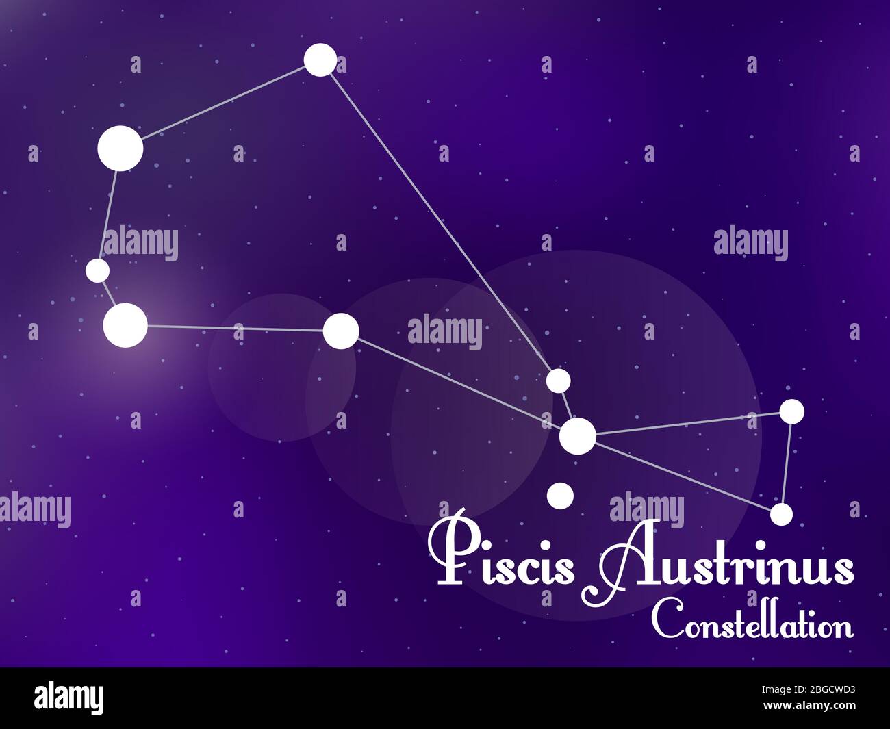 Piscis Austrinus constellation. Starry night sky. Cluster of stars, galaxy. Deep space. Vector illustration Stock Vector