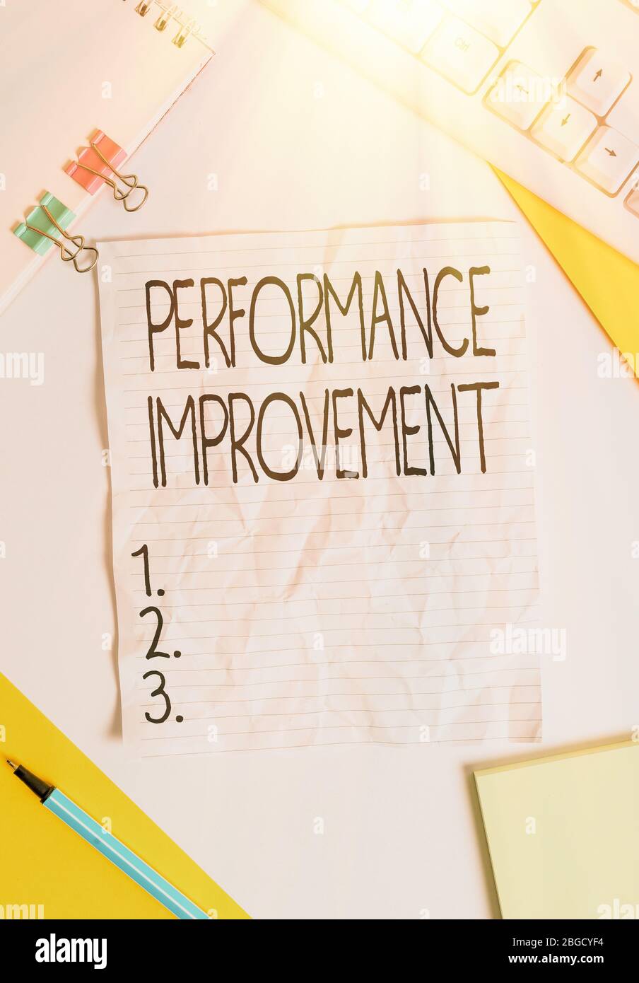 Writing note showing Performance Improvement. Business concept for ...