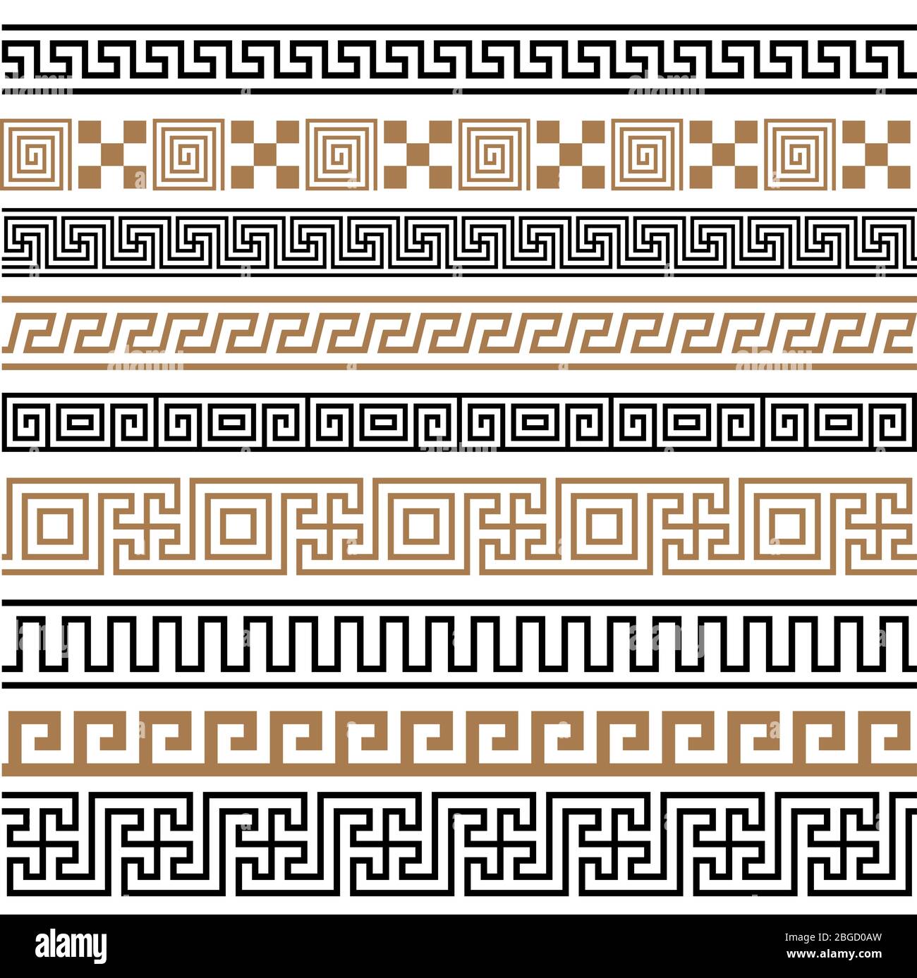 Ancient Greek seamless borders frames pattern set Stock Vector Image