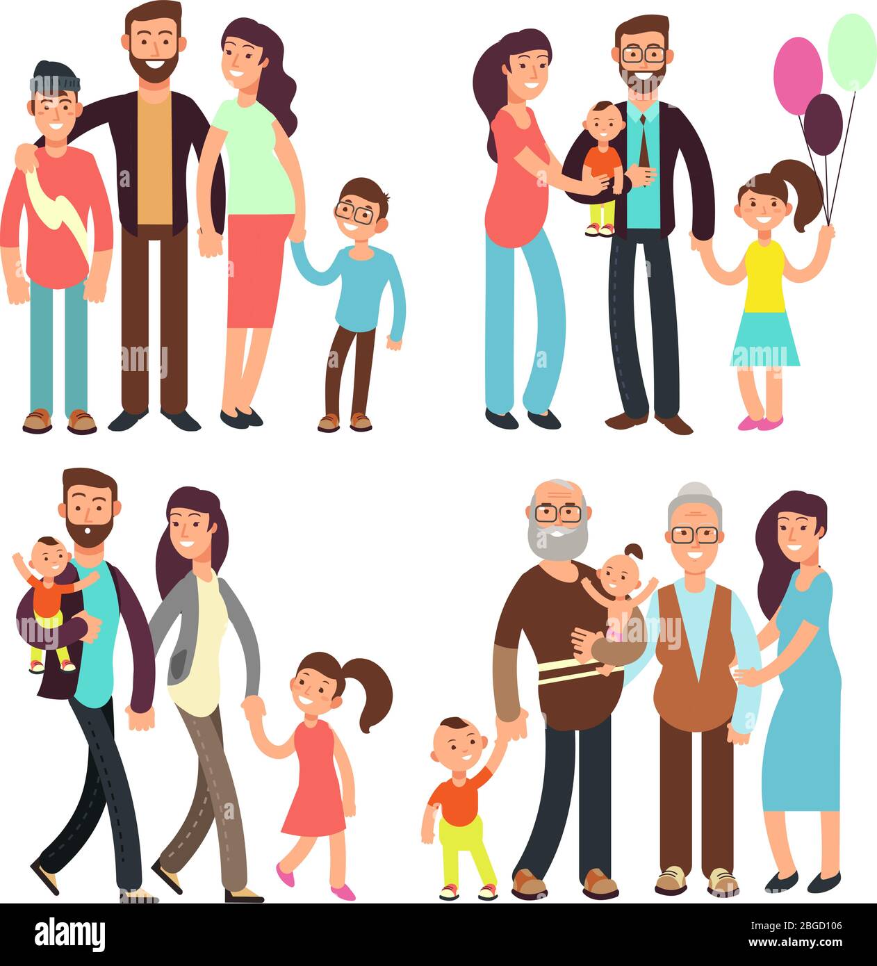 Happy active family cartoon people vector characters. Illustration of people  family character together Stock Vector Image & Art - Alamy