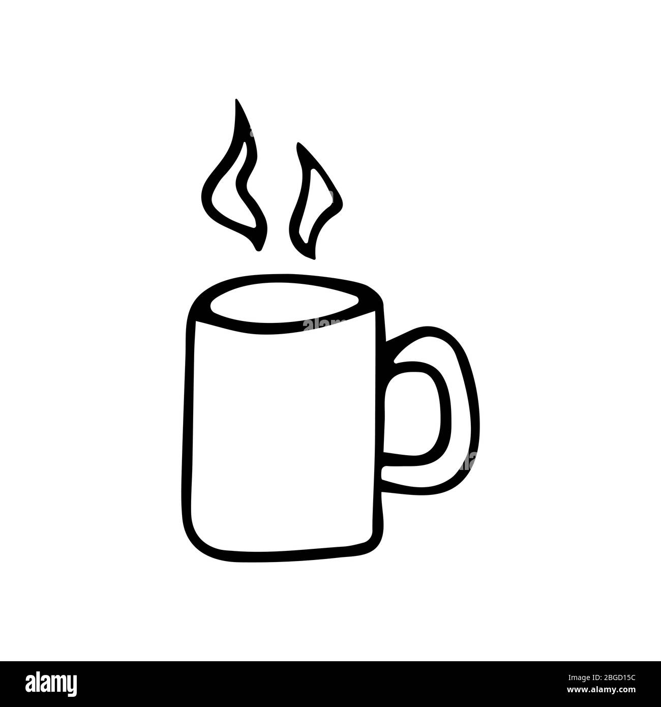 Cup of coffee or other drinks black and white doodle style. Hand drawn ...