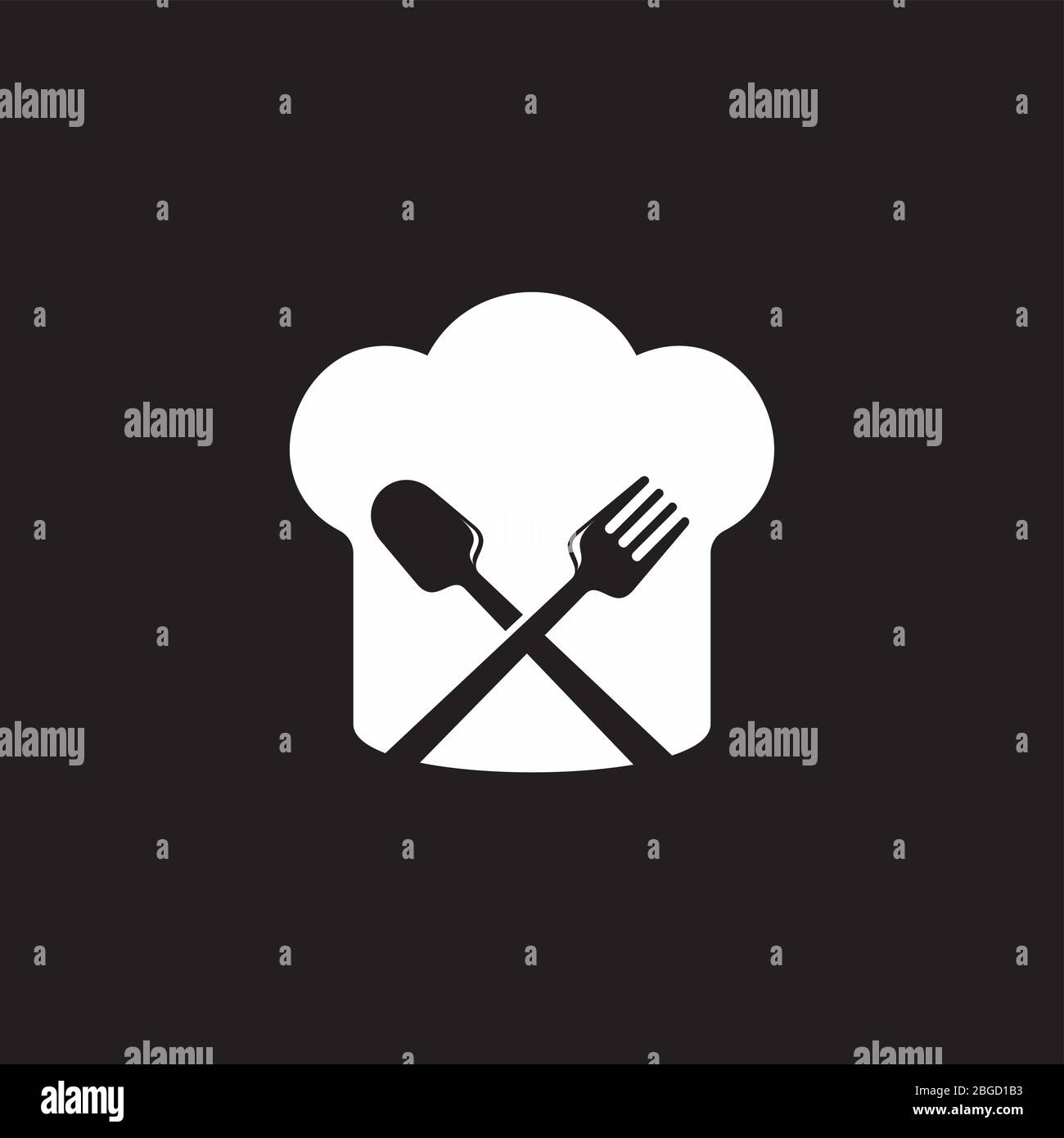 chef hat spoon fork simple geometric symbol logo vector Stock Vector