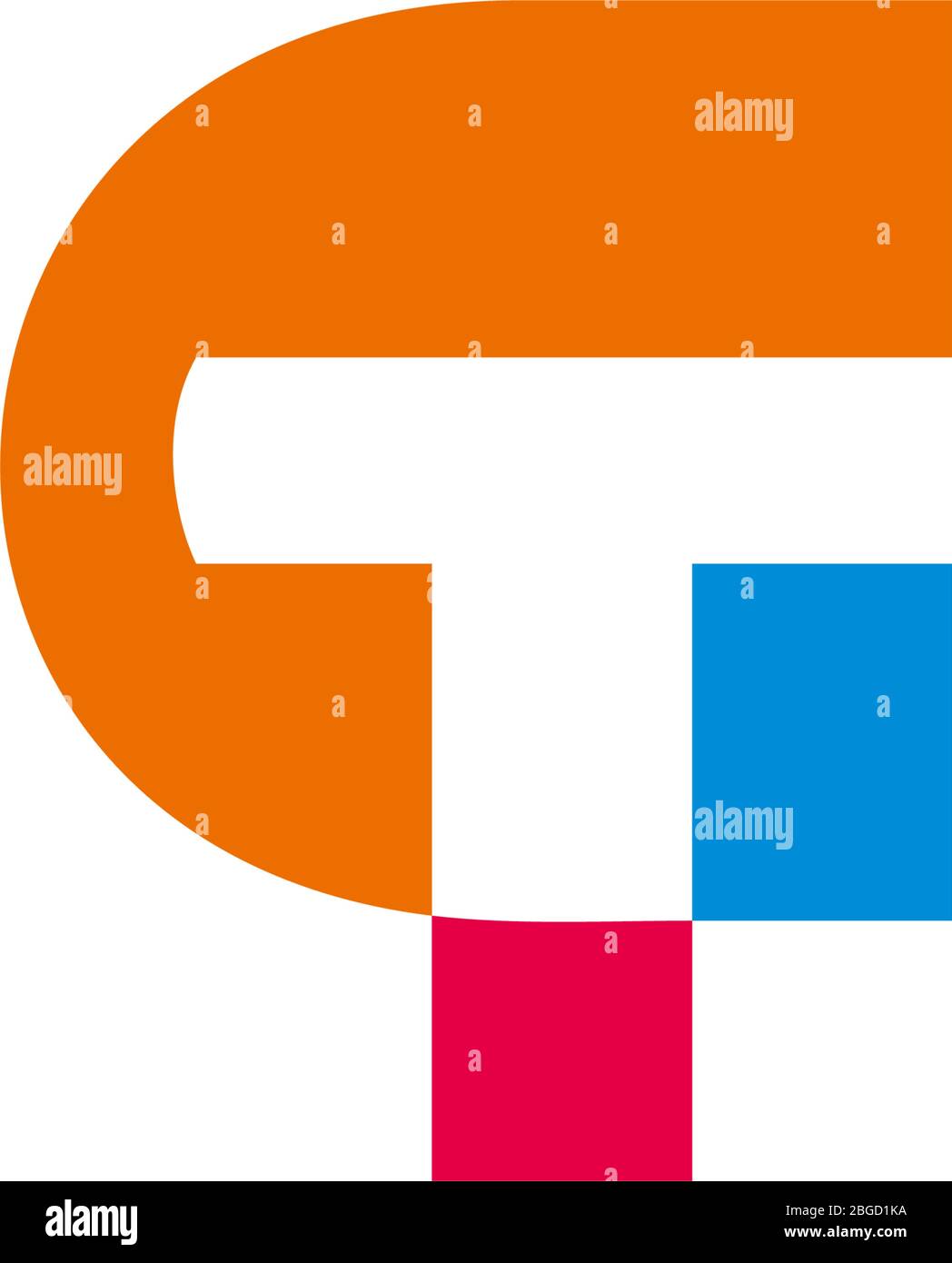 colorful letter ct simple geometric motion design logo vector Stock Vector