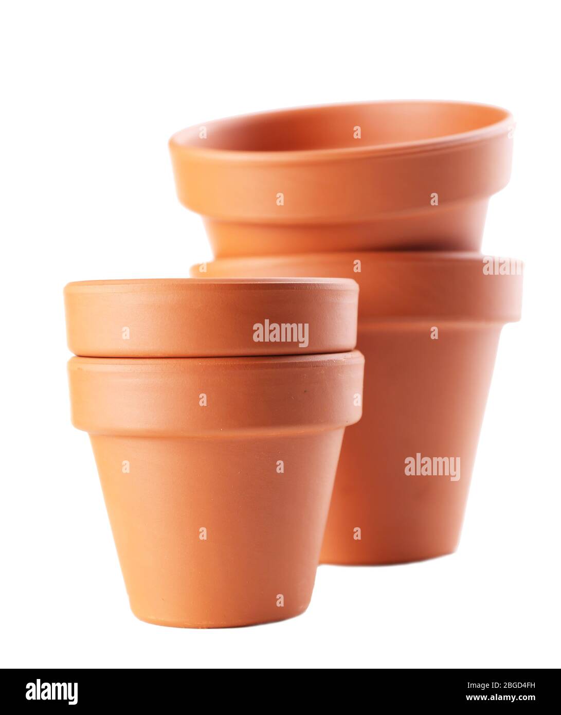 Clay flower pots, isolated on white Stock Photo Alamy