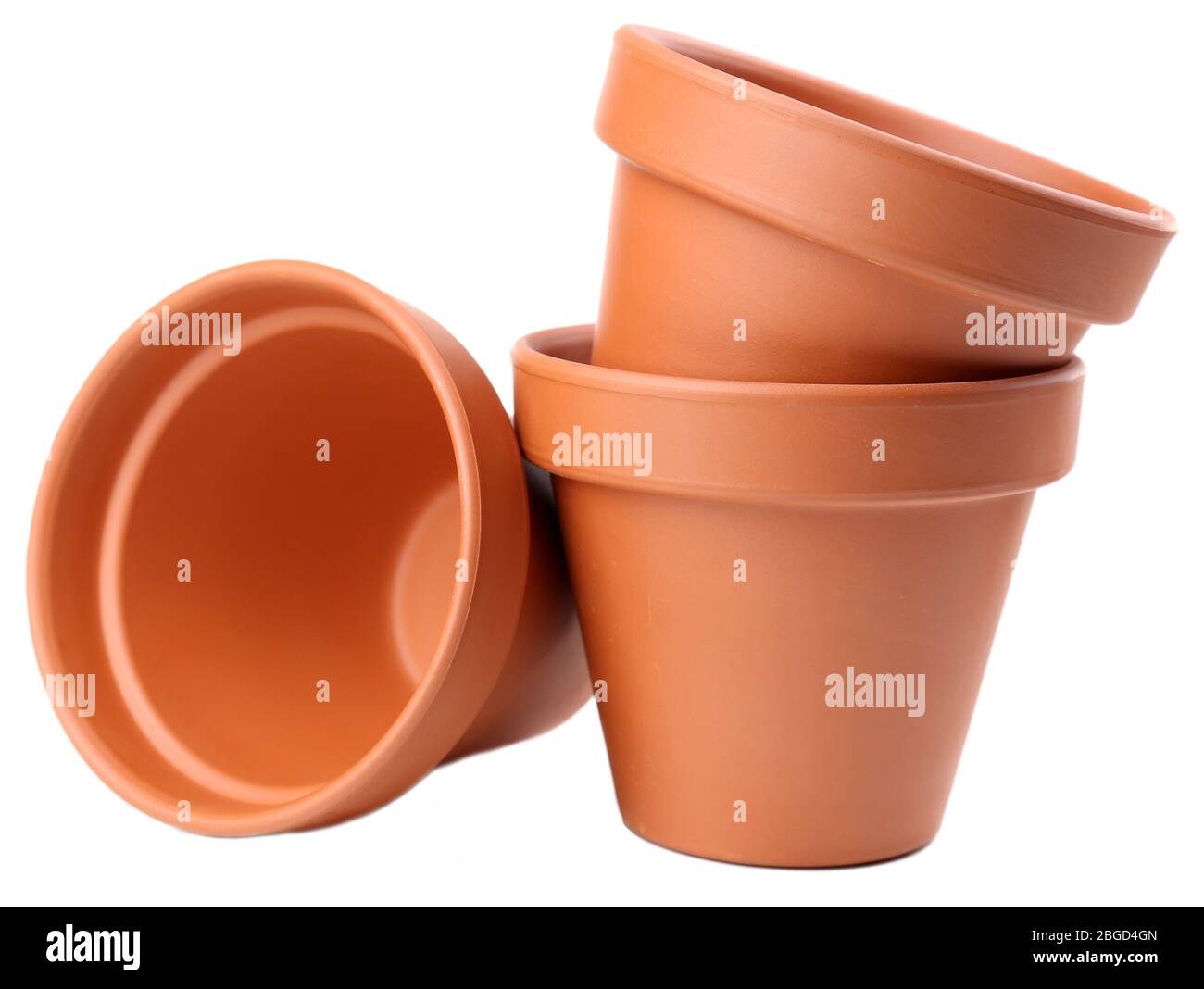 Clay flower pots, isolated on white Stock Photo Alamy