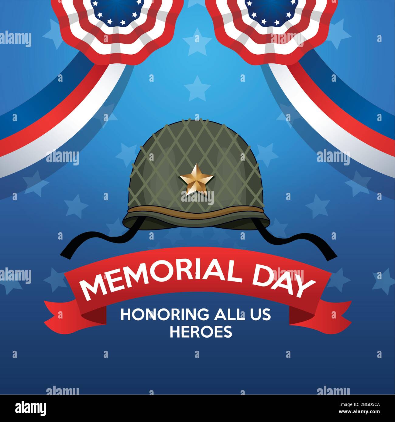 memorial day celebration poster with military helmet Stock Vector Image ...