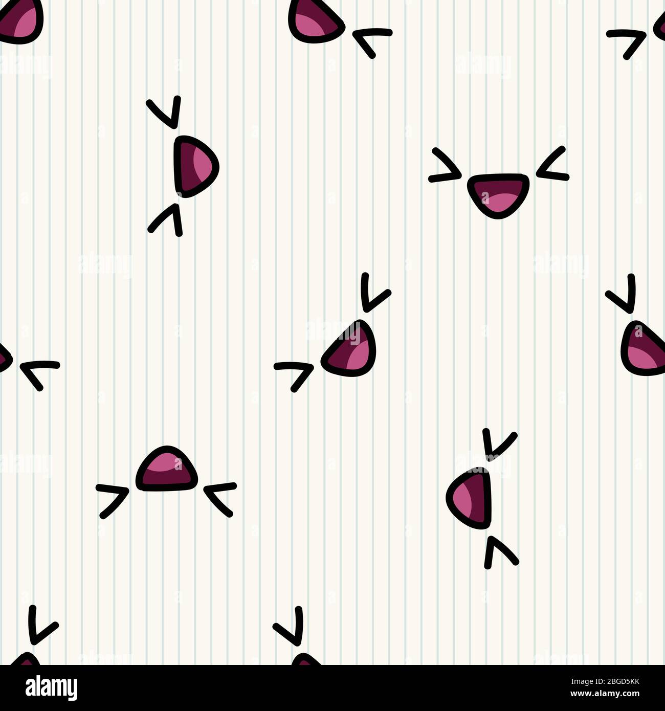 Kawaii Japanese laughing face seamless vector pattern. Hand drawn ...