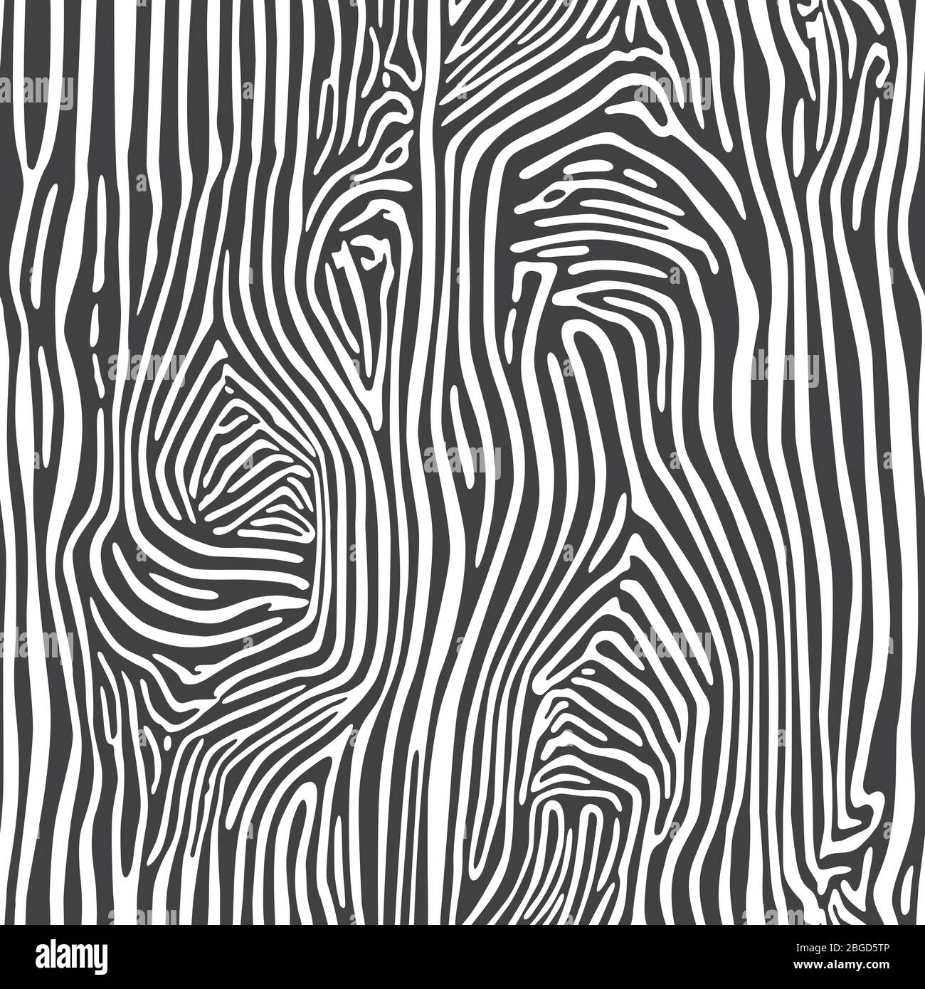 Zebra skin seamless african animal pattern vector illustration. Black and white print. Striped pelage. Stock Vector