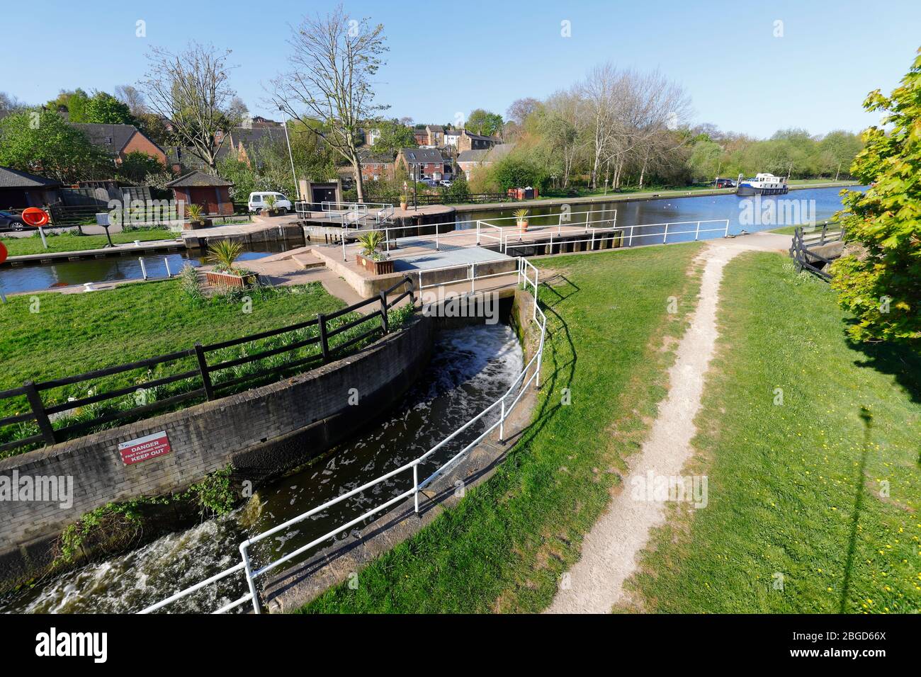 The overflow from Woodlesford Lock in East Leeds,West Yorkshire,UK Stock Photo