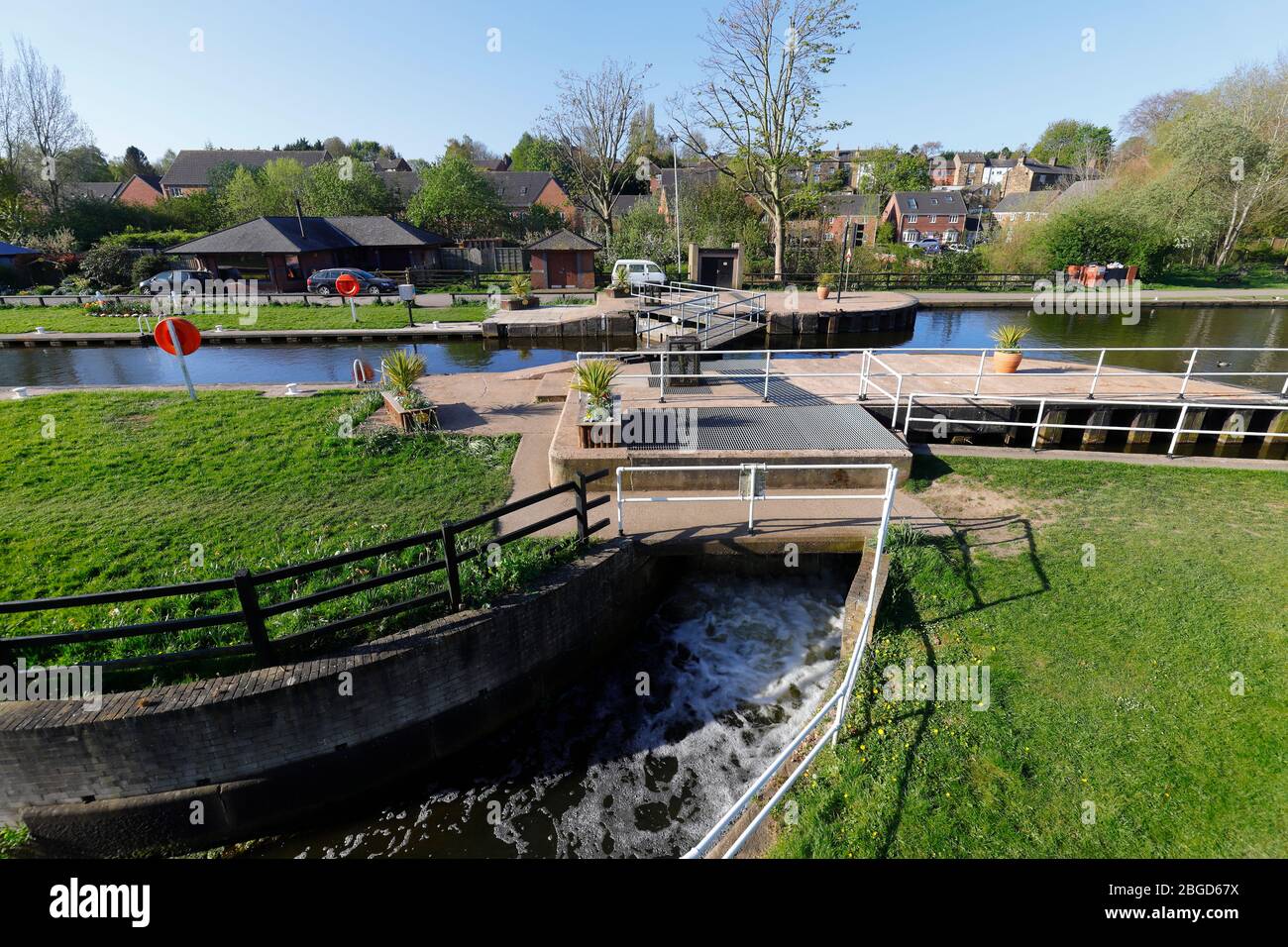 The overflow from Woodlesford Lock in East Leeds,West Yorkshire,UK