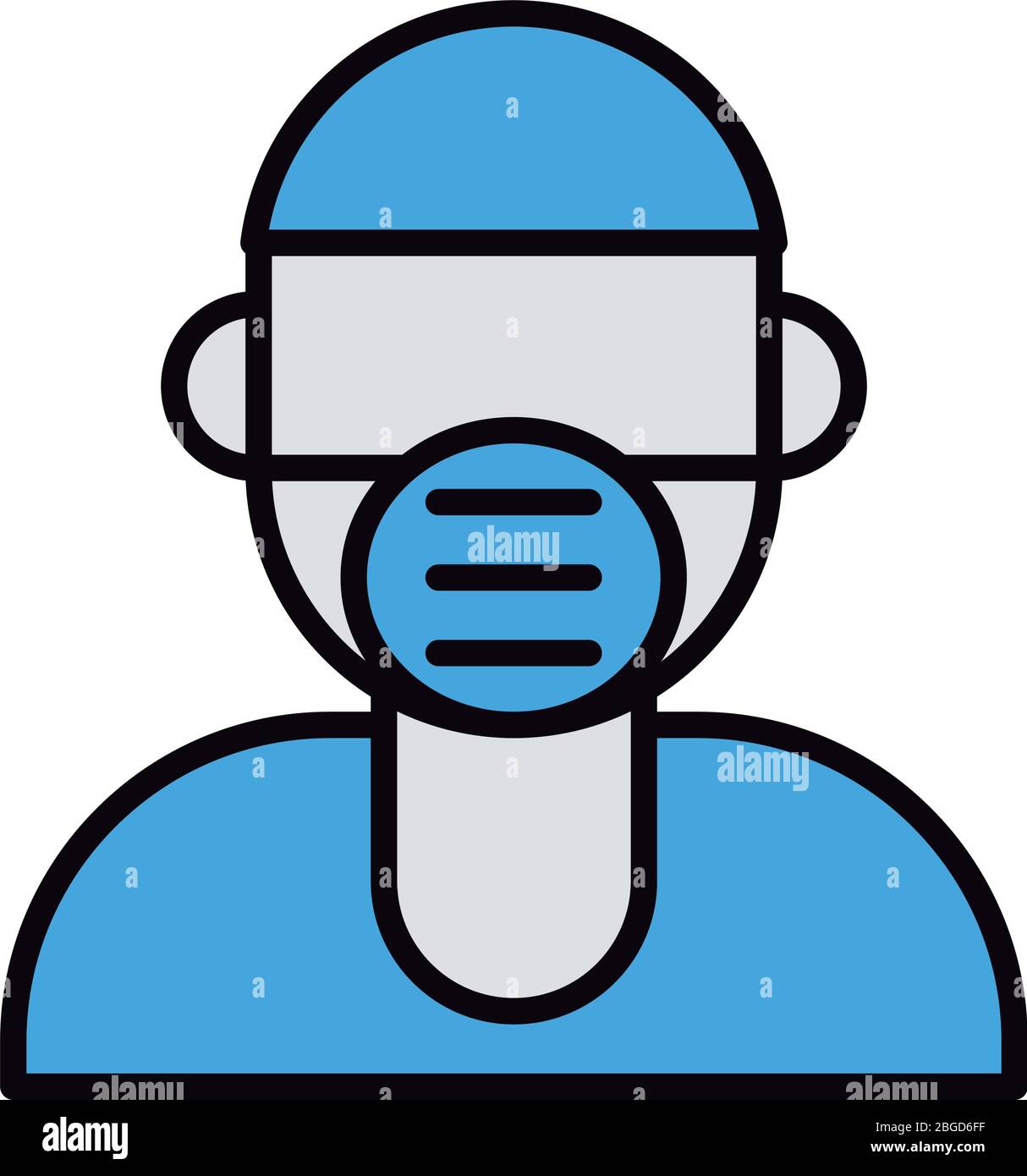 man using face mask line and fill style icon Stock Vector