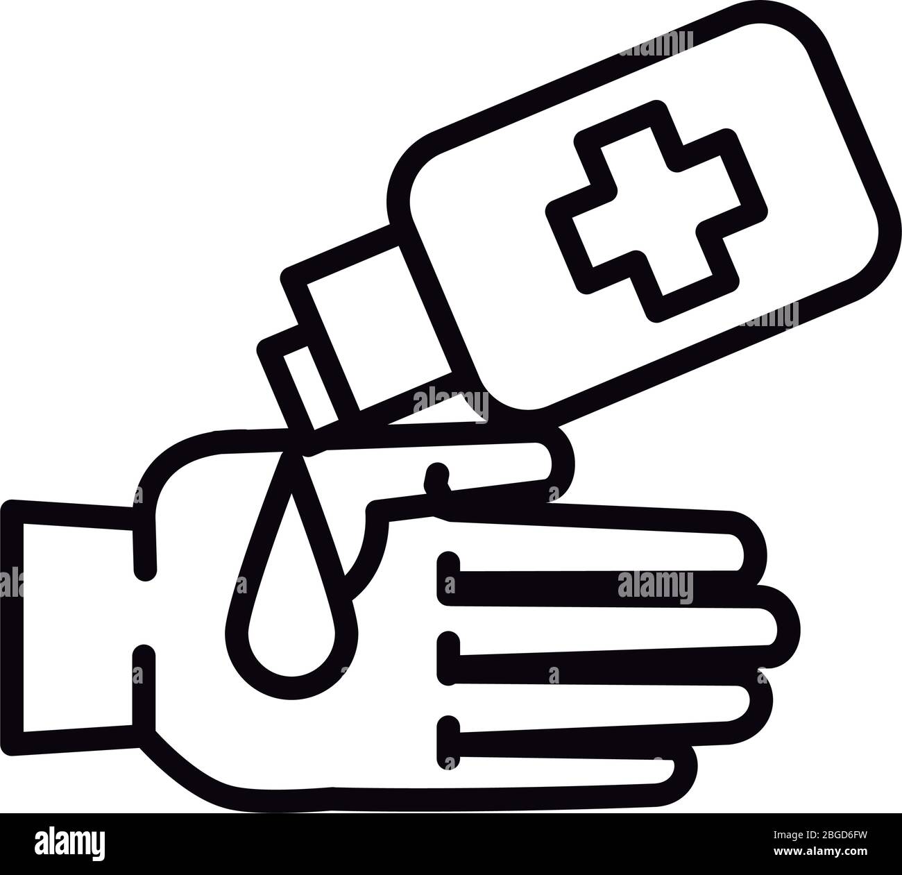 hand with antibacterial soap bottle line icon Stock Vector Image & Art ...