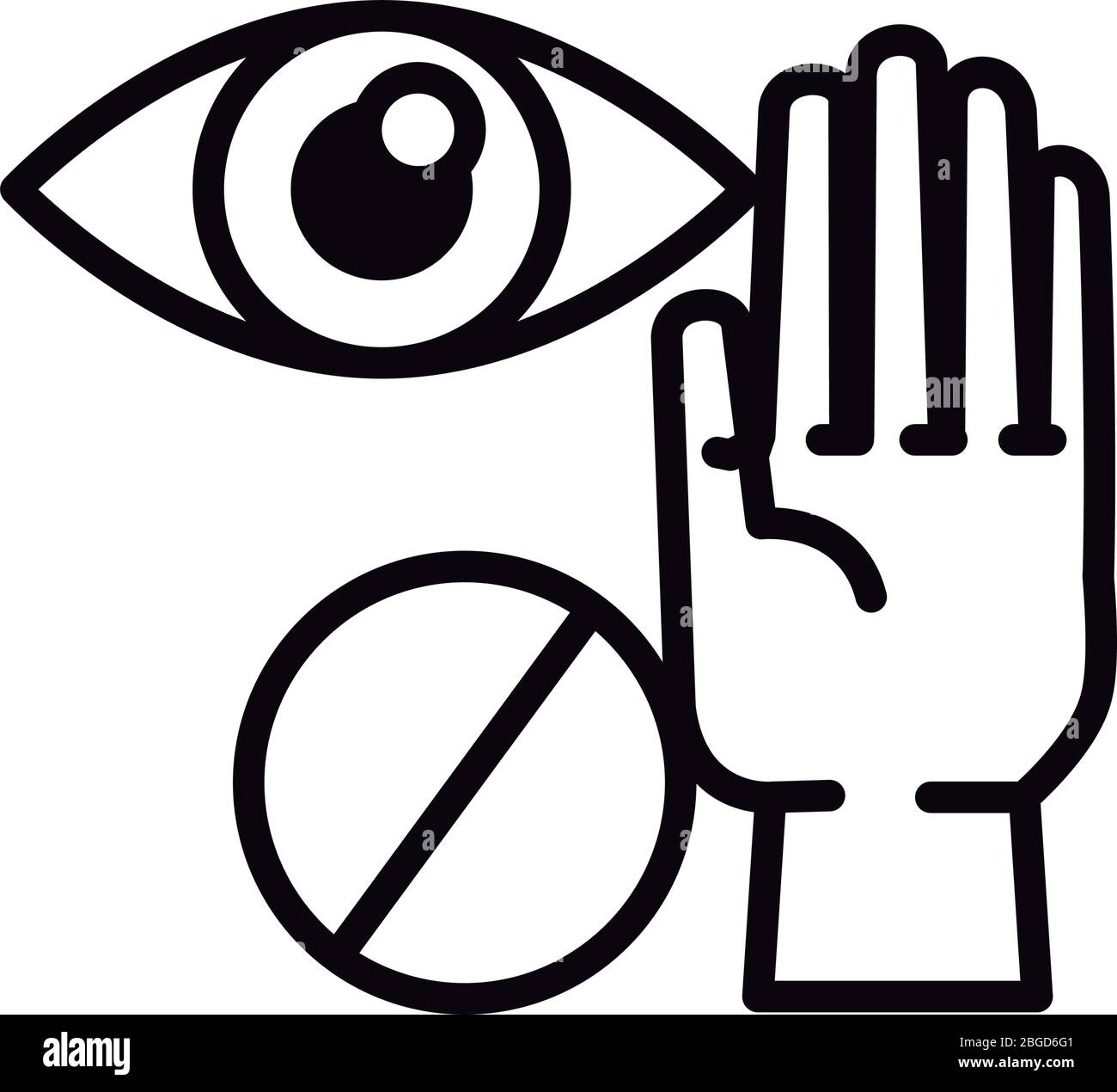 dont touch eyes line style icon Stock Vector