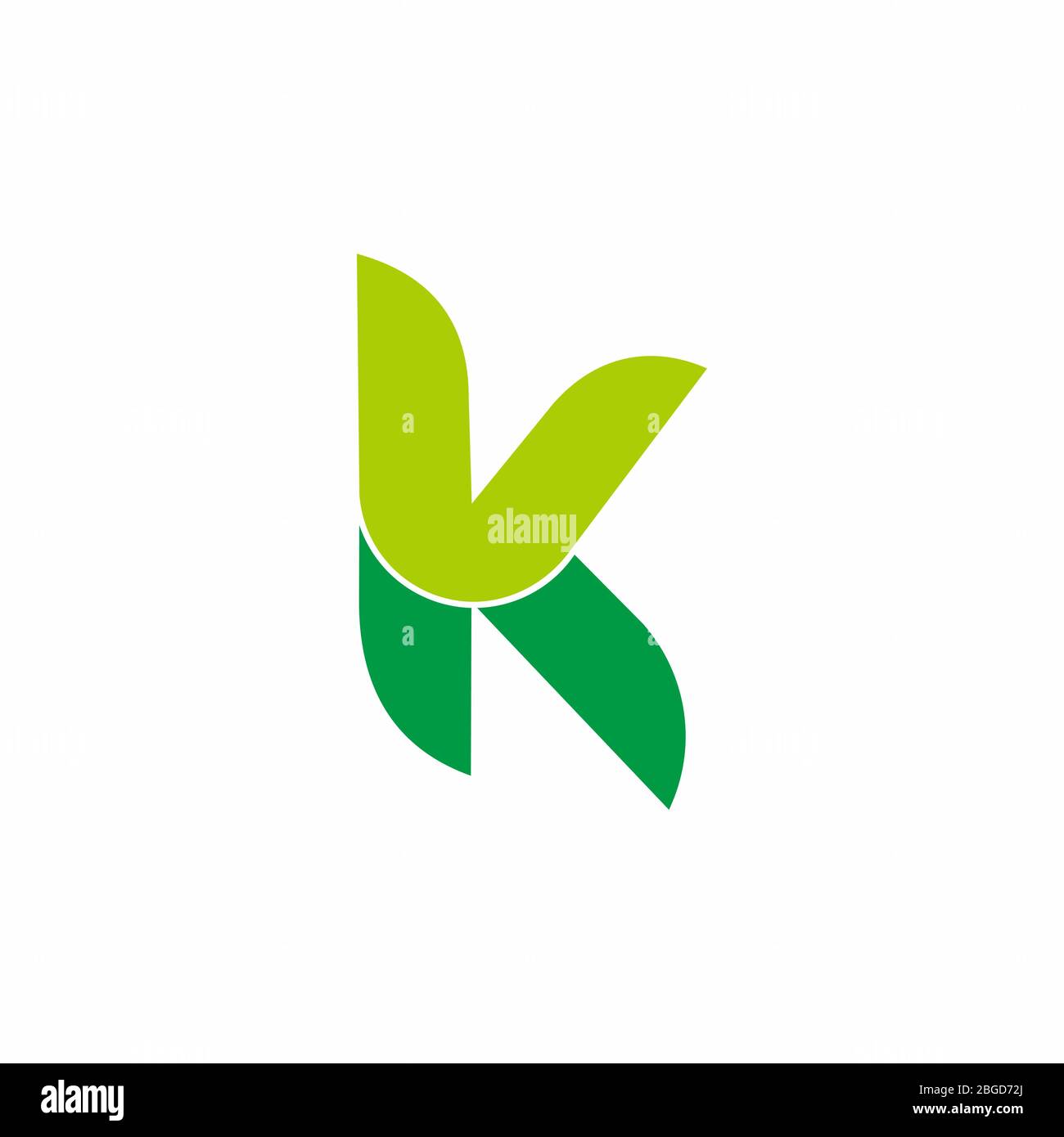 letter vk simple green leaf curves geometric logo vector Stock Vector ...