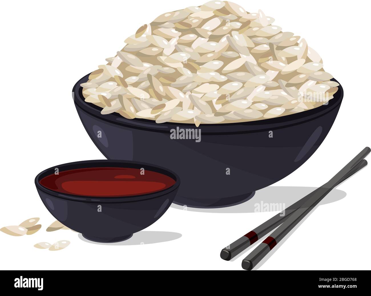 Japanese food. Bowl with white rice. Vector illustrations set Stock Vector  Image & Art - Alamy