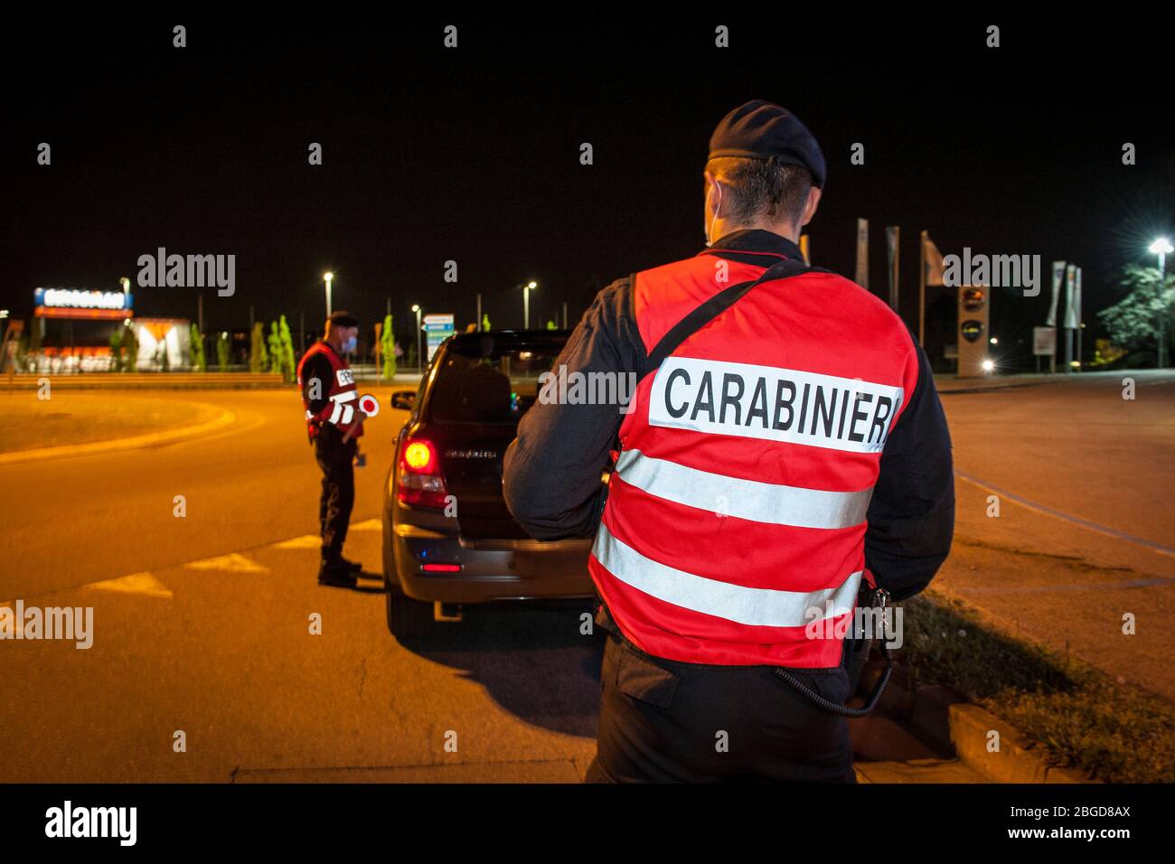 Italy, Legnano, Carabinieri checks during the lockdown for Covid 19 Stock Photo