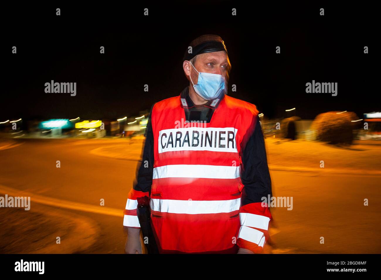 Italy, Legnano, Carabinieri checks during the lockdown for Covid 19 Stock Photo