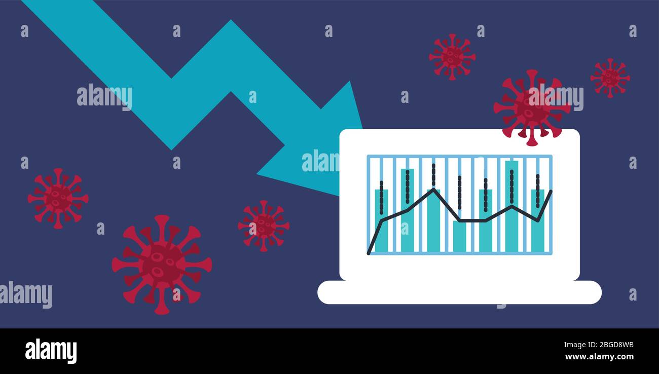 economy and covid19 statistics with arrows and laptop Stock Vector ...