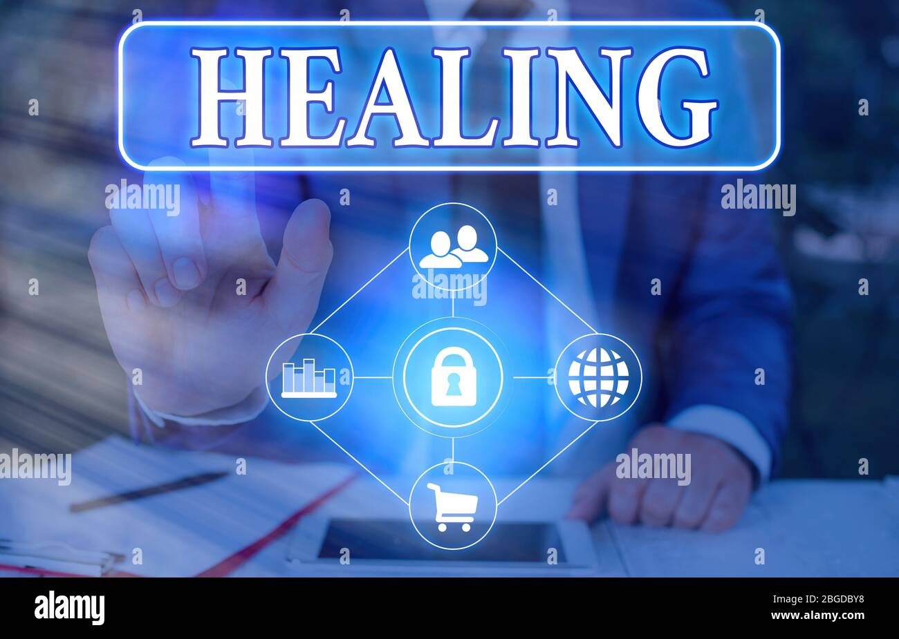 Text sign showing Healing. Business photo showcasing process of making ...