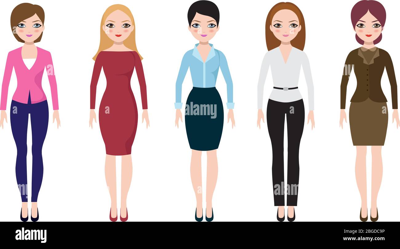 Young woman wearing in casual european suits. Adult business women