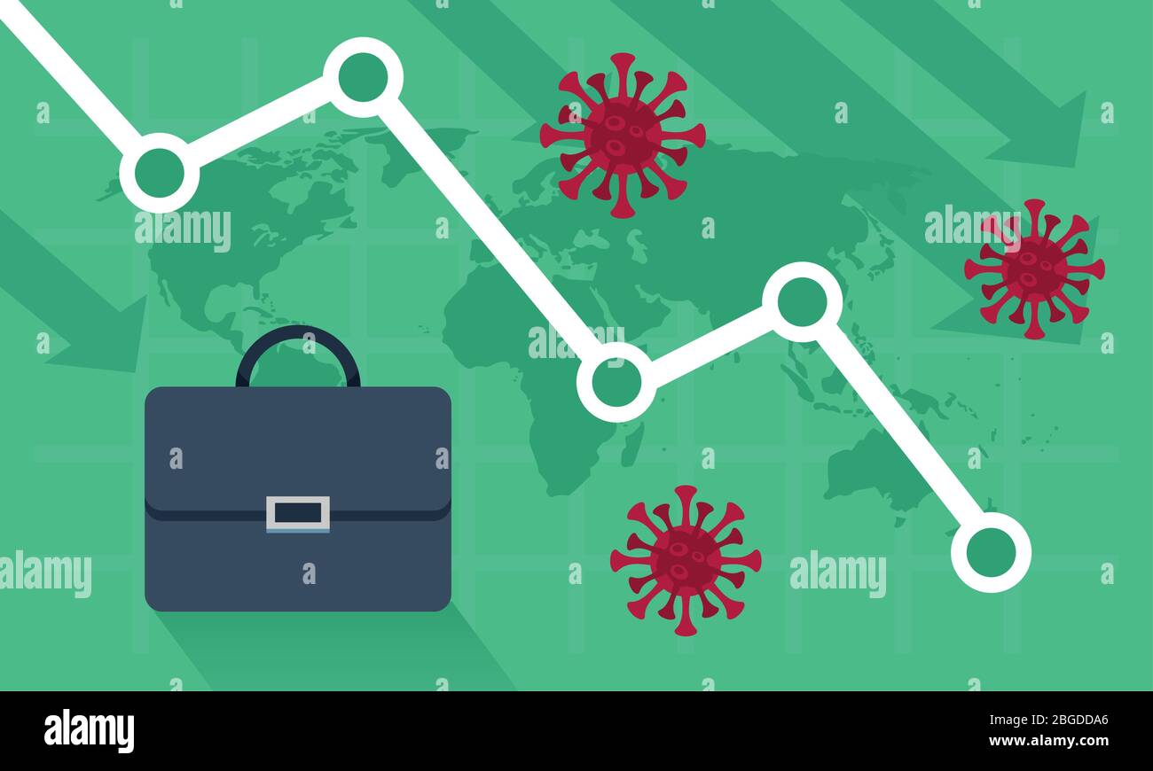 economy and covid19 statistics with arrows and portfolio Stock Vector ...