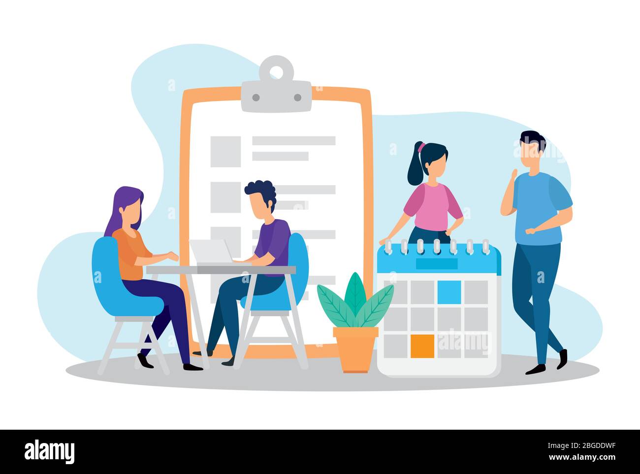 scene of coworking with people and icons Stock Vector Image & Art - Alamy