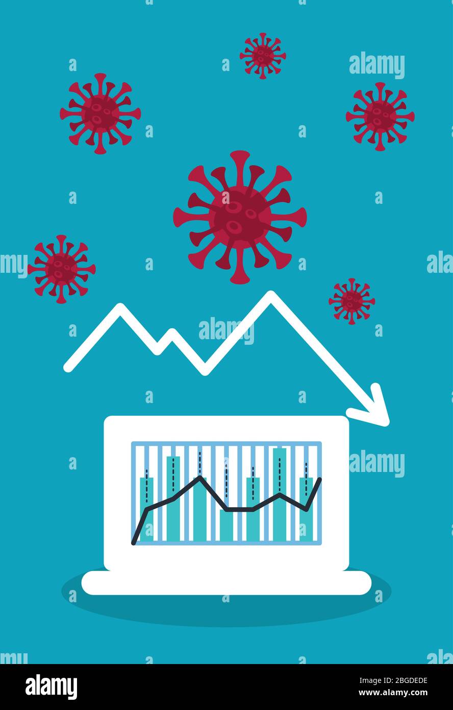 economy and covid19 statistics with arrows and laptop Stock Vector ...