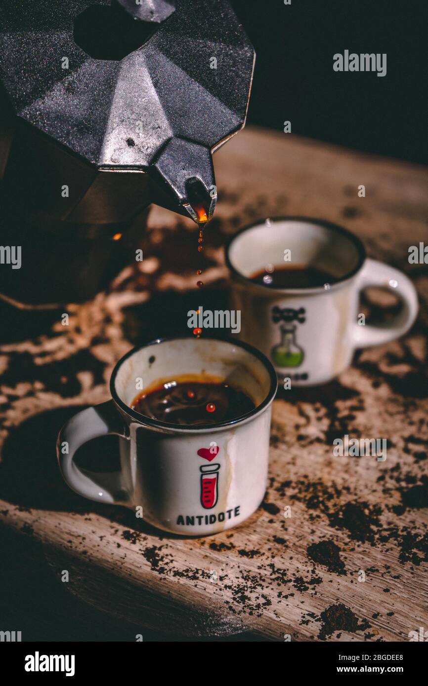 The pleasure of a good coffee Stock Photo Alamy