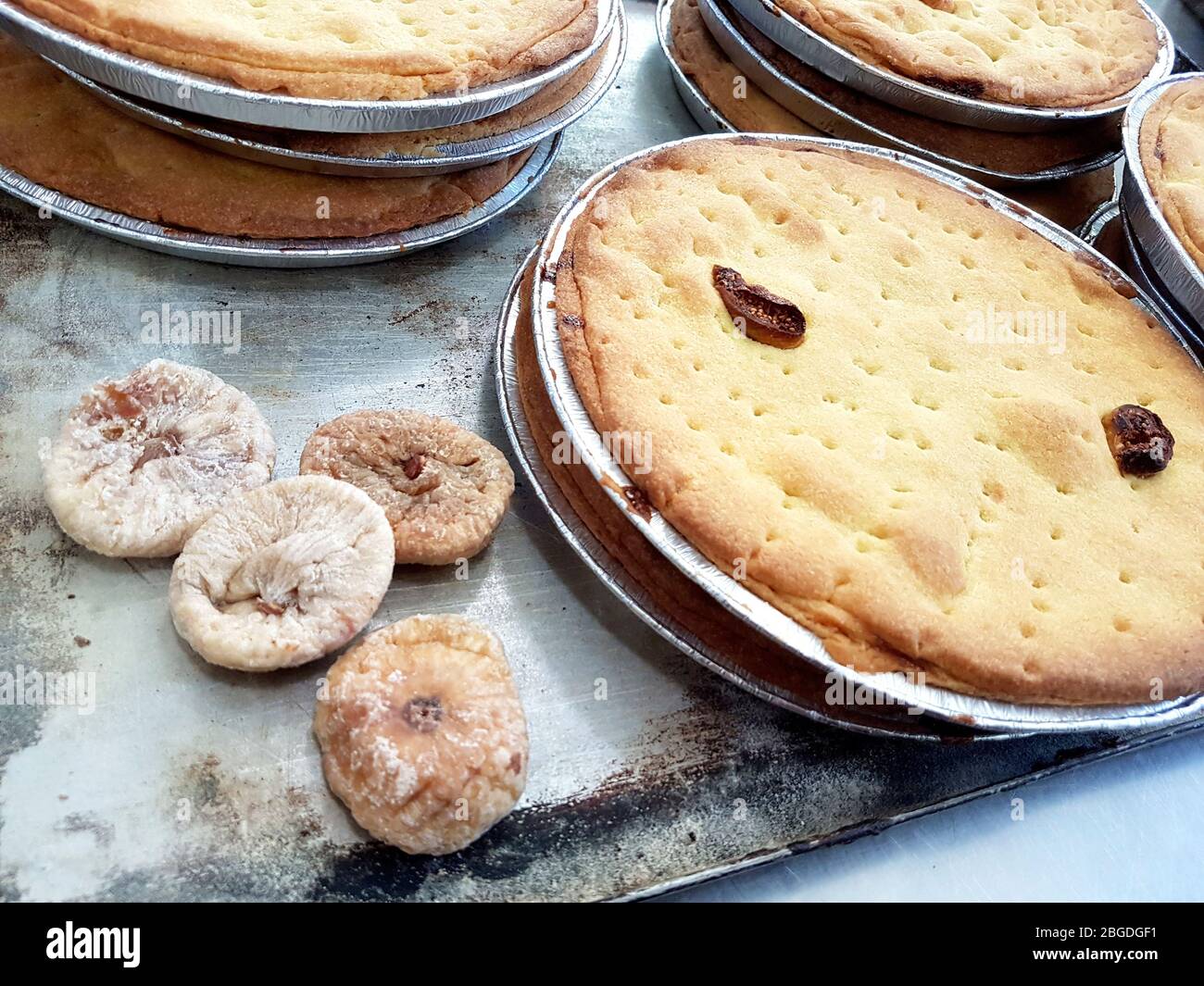 fig and nut cake, traditional cake with eggs, pine nuts, walnuts, jam