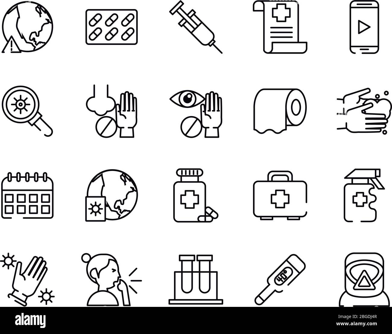 bundle of covid19 set icons Stock Vector