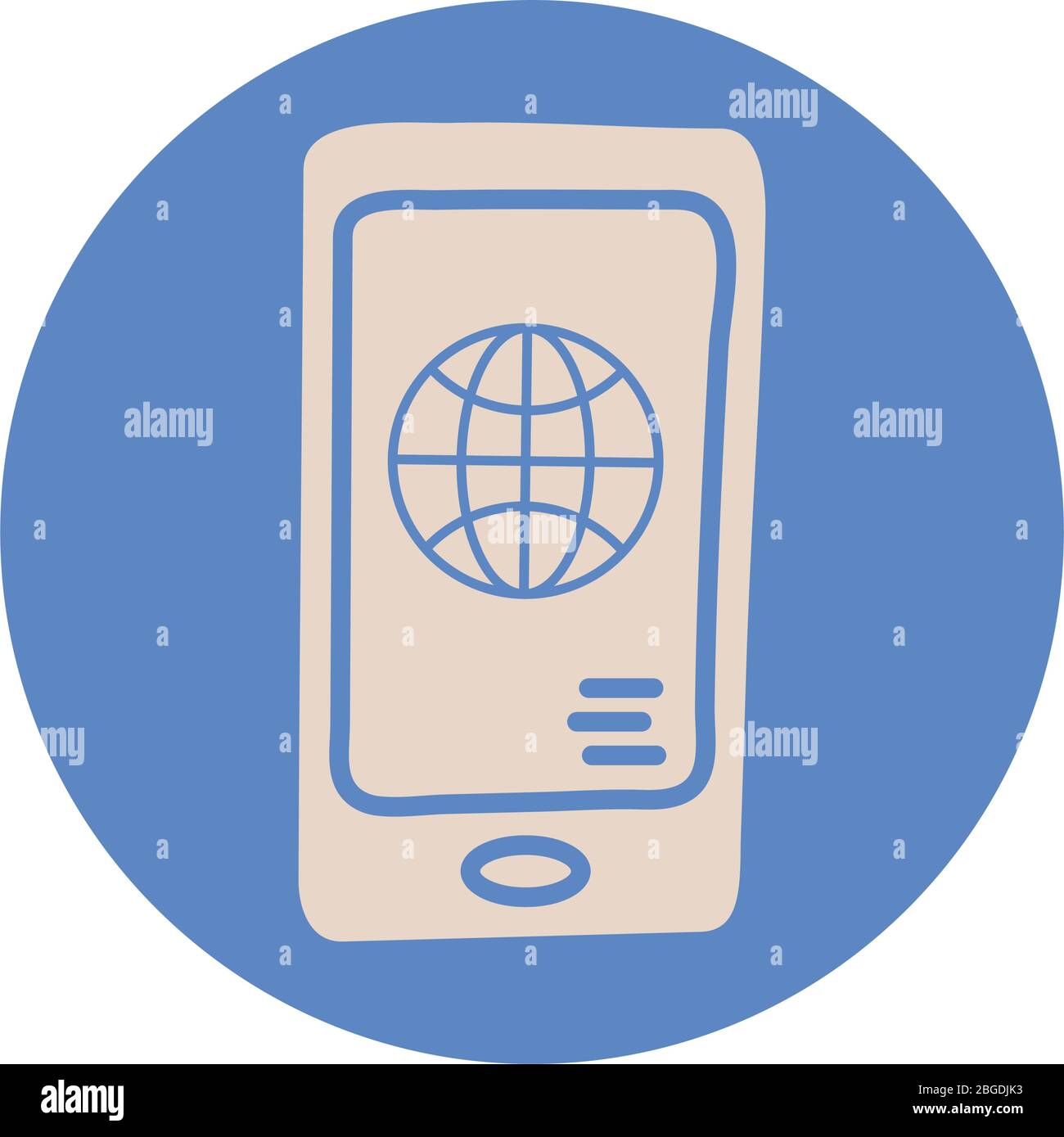 smartphone with sphere browser block style icon Stock Vector Image ...