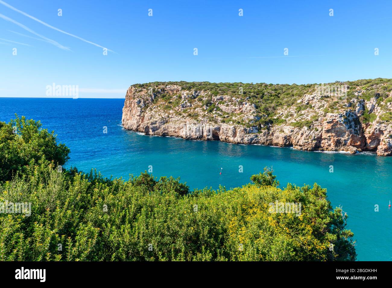 Cala En Porter Beach, one of the best resort beaches on Menorca, Spain Stock Photo