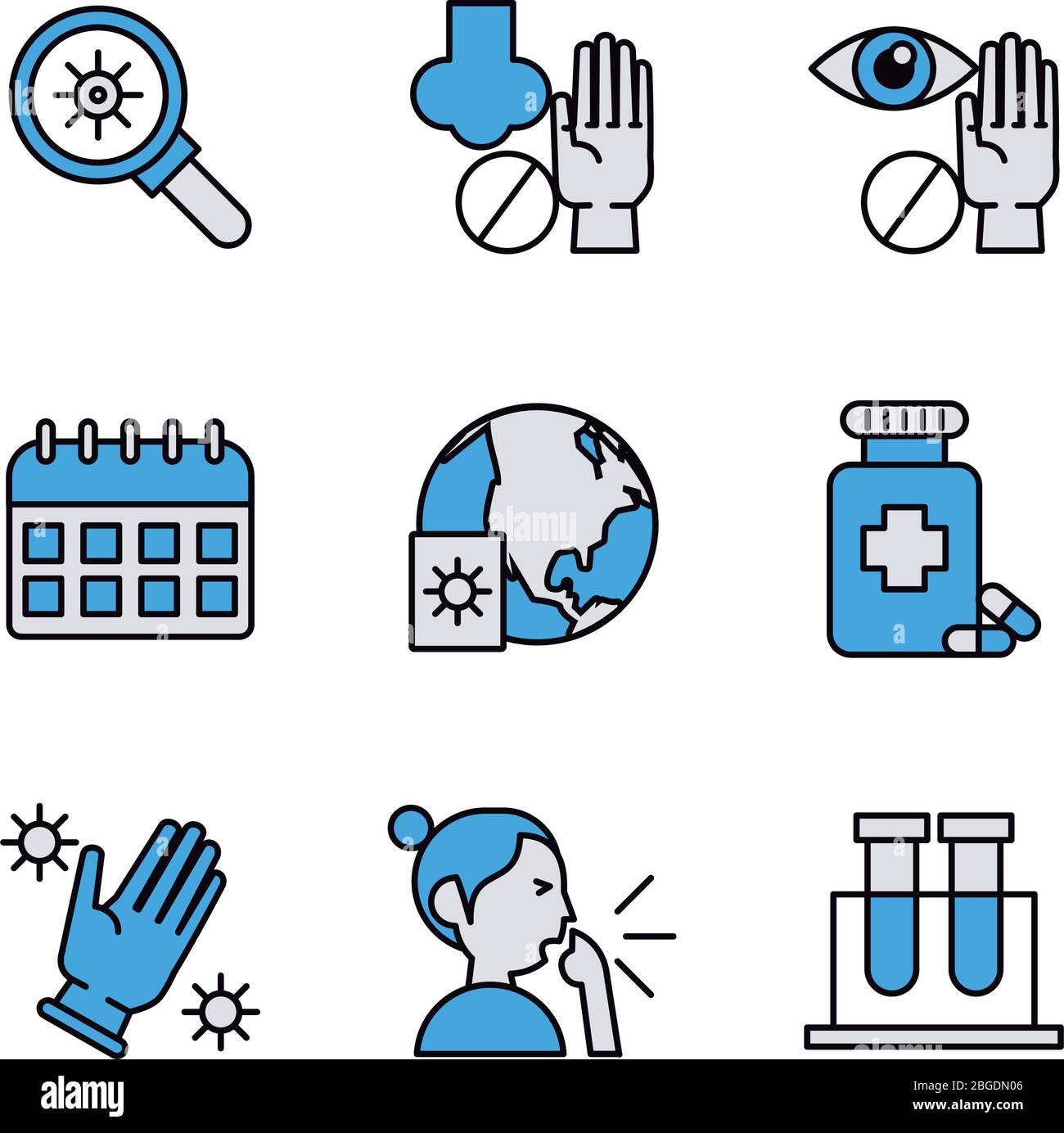 bundle of covid19 set icons Stock Vector